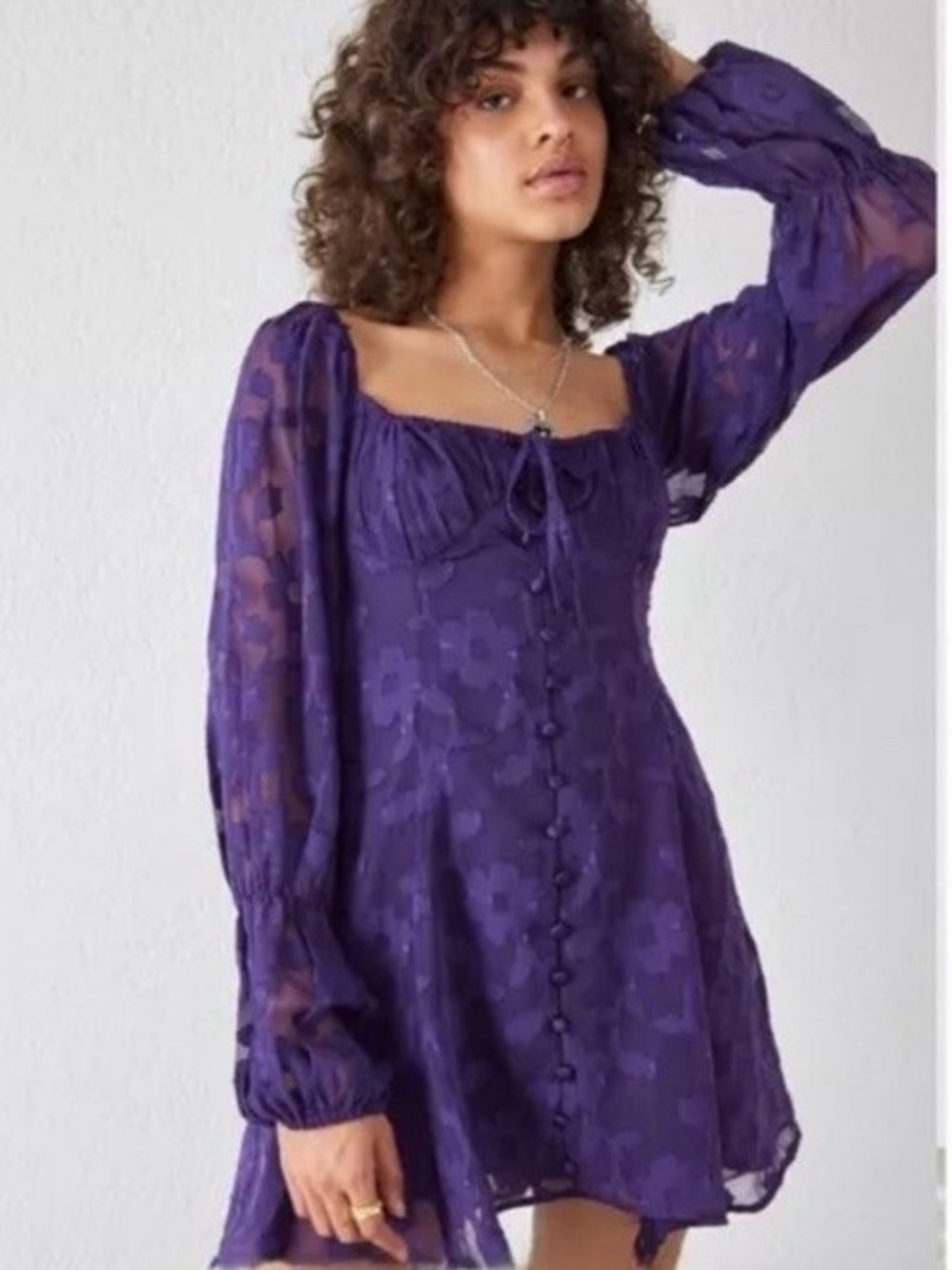 Urban Outfitters Wisteria Purple Burnout Floral Mini Dress XS
